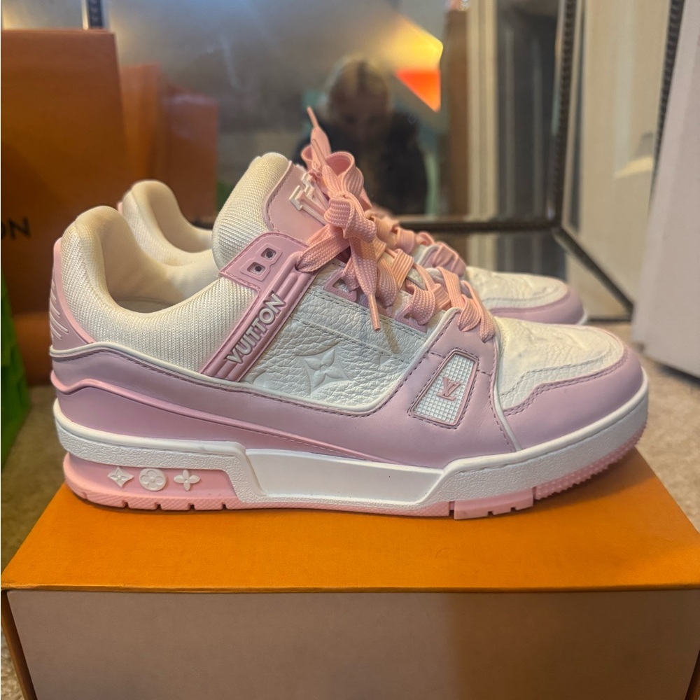 Louis Vuitton Pink and White Trainers in size 38